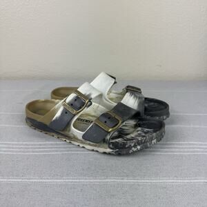 Birkenstock Arizona EVA Slip On Waterproof Sandals Slide Gold Gray Marble 5